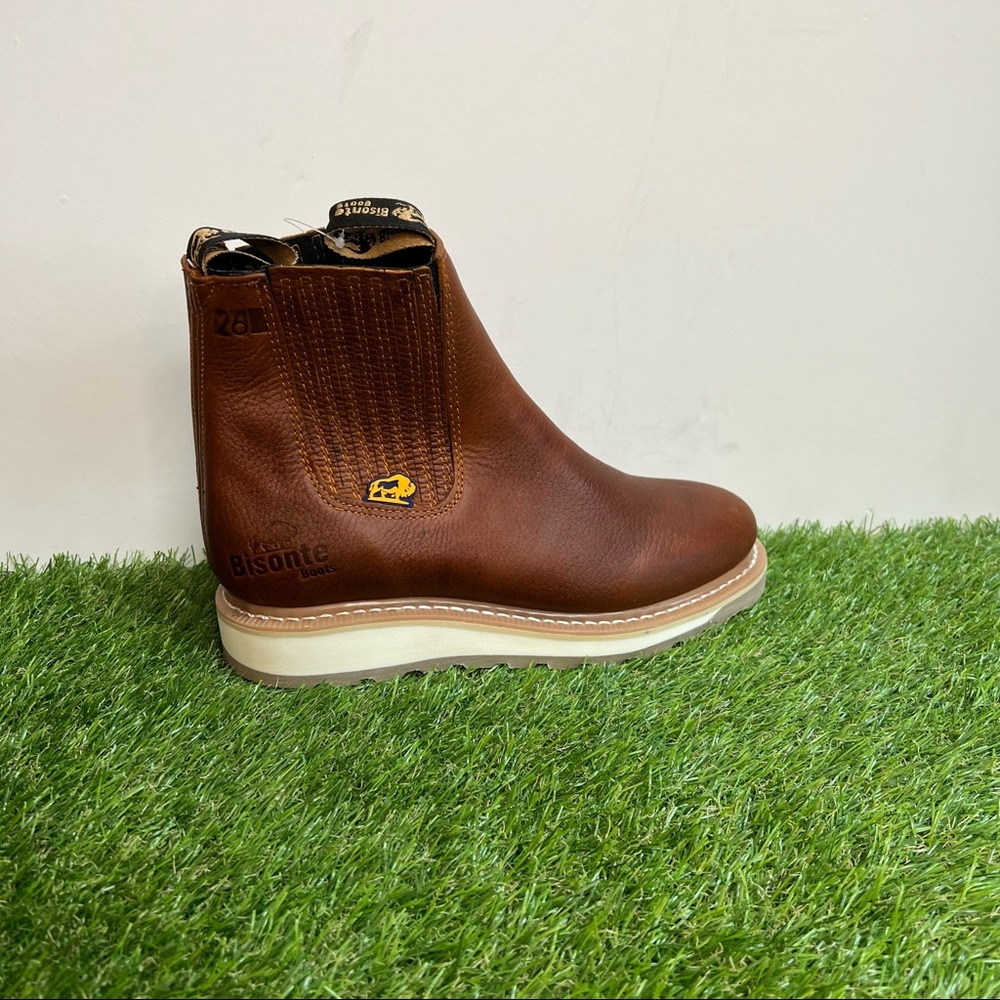 Men's Best Half Work Boots Pull On Leather Tan Botin Trabajo oil Water Resistant - Picture 5 of 10